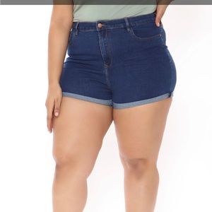 Fashion Nova Fave High waist Denim Short size 2x- color Dark Denim